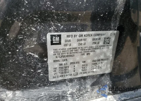 2017 Chevrolet Trax 1Lt z USA, uszkodzony, nr VIN KL7CJPSB3HB104531